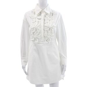 Innovare Denim Women Shirt Dress White Cotton Long Sleeve Button Size S